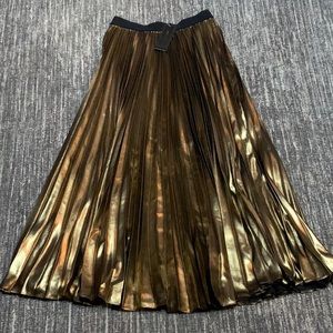 BCBG Gold Knife Pleat Skirt